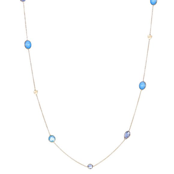 🌟18K Gold Tone Semiprecious Stone Strand Necklace - Picture 2 of 8